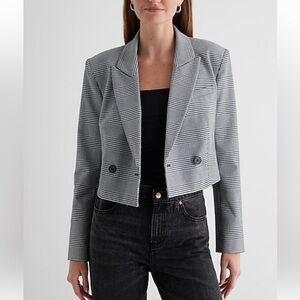 NWT - Express - Plaid Cropped Blazer with Shoulder Pads - Size M
